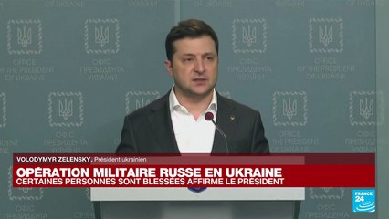 REPLAY - Le président ukrainien Volodymyr Zelensky s'exprime après le début de l'offensive russe