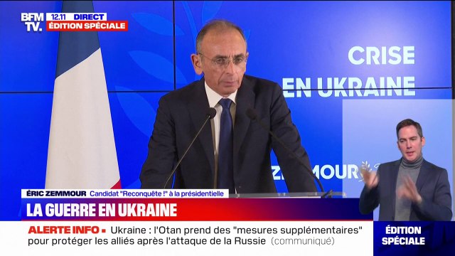 Guerre en Ukraine: Éric Zemmour appelle à Emmanuel Macron à se rendre à Moscou et Kiev pour obtenir un cessez-le-feu immédiat