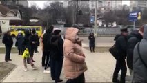 Ukrainian residents queue outside pharmacy in Cherkasy to stock up on medicine