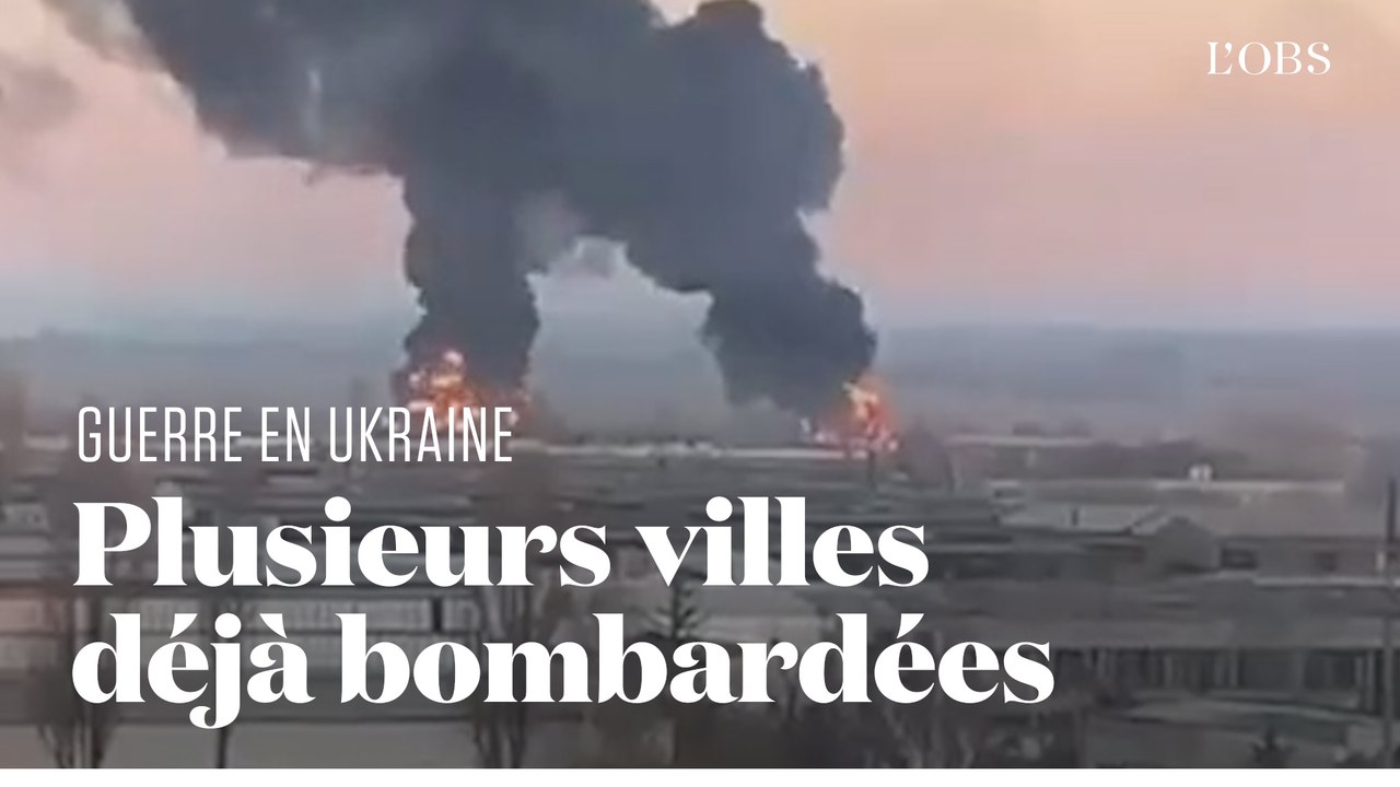 Les images des premiers bombardements russes sur l'Ukraine