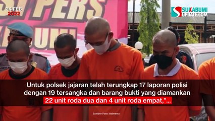 40 Motor dan 4 Mobil Disita, Sukabumi Utara Rawan Curanmor: 24 Pelaku Ditangkap