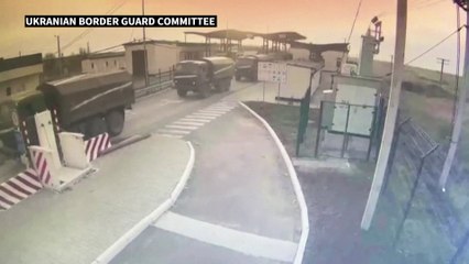 CCTV images of Russian military equipment crossing Crimea border checkpoint. AFP