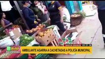 Chachapoyas: comerciante agarra a cachetadas a policía municipal quien intentaba poner orden