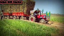 Mahindra Arjun 605 pulling loading trolley