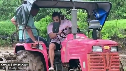 Salman Khan Driving Tractor At His Farm House