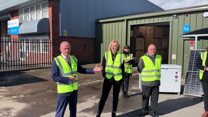 Minister Mike Freer visits a vaccine refrigerator factory in Bognor Regis