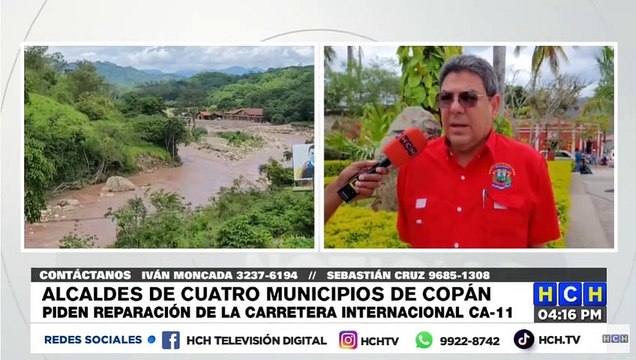 Alcaldes de cuatro municipios de Copán piden reparación de la carretera internacional CA-11