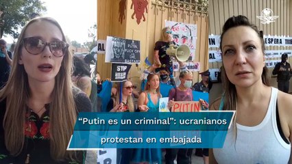 ¡Putin, asesino! Ucranianos se manifiestan en la embajada de Rusia en México