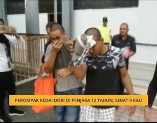 Perompak kedai dobi di penjara 12 tahun, sebat 9 kali