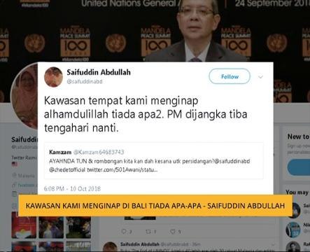 Kawasan kami menginap di Bali tiada apa-apa - Saifuddin Abdullah