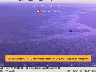 Operasi bersih tumpahan minyak di Laut Mediterranean