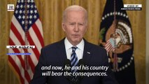 Biden announces sanctions and export controls against 'agressor' Russia