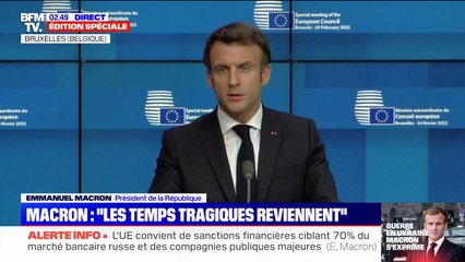 Emmanuel Macron: "Il y a eu un choix délibéré, conscient, du président Poutine de lancer la guerre quand nous pouvions encore négocier la paix"
