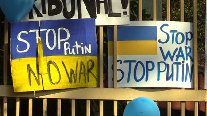 Manifestación en México contra la invasión de Rusia a Ucrania