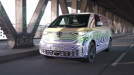 The new Volkswagen ID.Buzz Driving in Germany