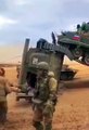 Russian tank overturned