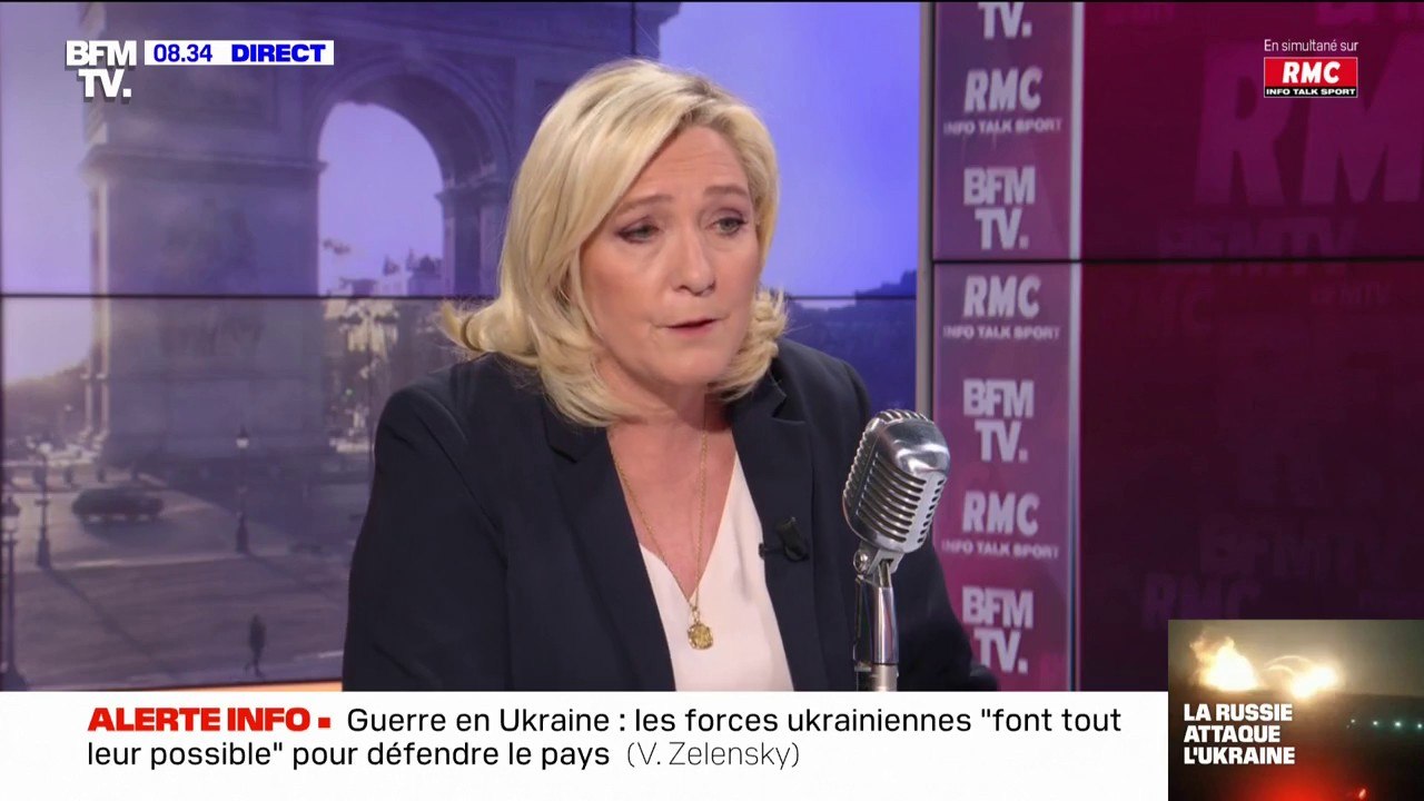 Sanctions contre la Russie: pour Marine Le Pen, "il peut y avoir des conséquences terrifiantes sur le pouvoir d'achat des Français"