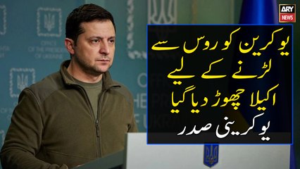 Ukrainian President says his country had been `left alone` to fight Russia