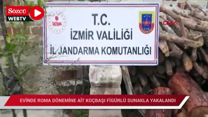 Evinde Roma dönemine ait koçbaş figürlü sunakla yakalandı