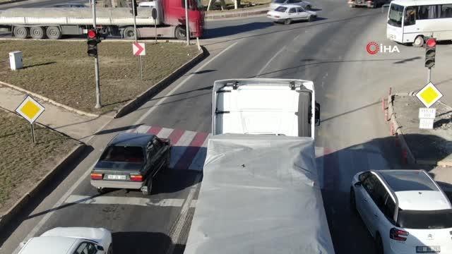 Aksaray'da trafikte kural ihlalleri havadan tespit ediliyor