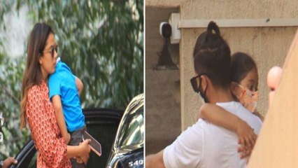 Shahid Kapoor और Mira Rajput बच्चों को गोद में उठाए दिखे थके थके; Watch video | FilmiBeat