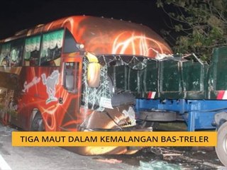 Tiga maut tercampak keluar dalam nahas bas rempuh