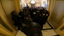 Inside The US Capitol During The Occupation By Trump Supporters And Photo Evactuation POV