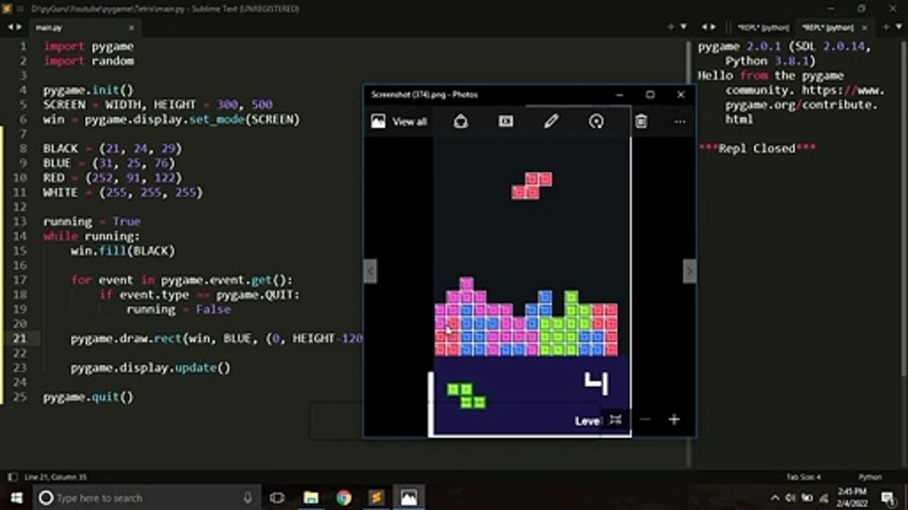 Create Tetris with python & pygame