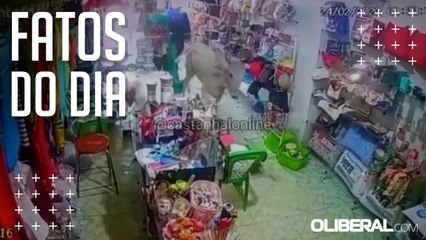 Boi invade loja no Pará e sai derrubando o que vê pela frente; veja