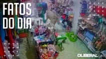 Boi invade loja no Pará e sai derrubando o que vê pela frente; veja