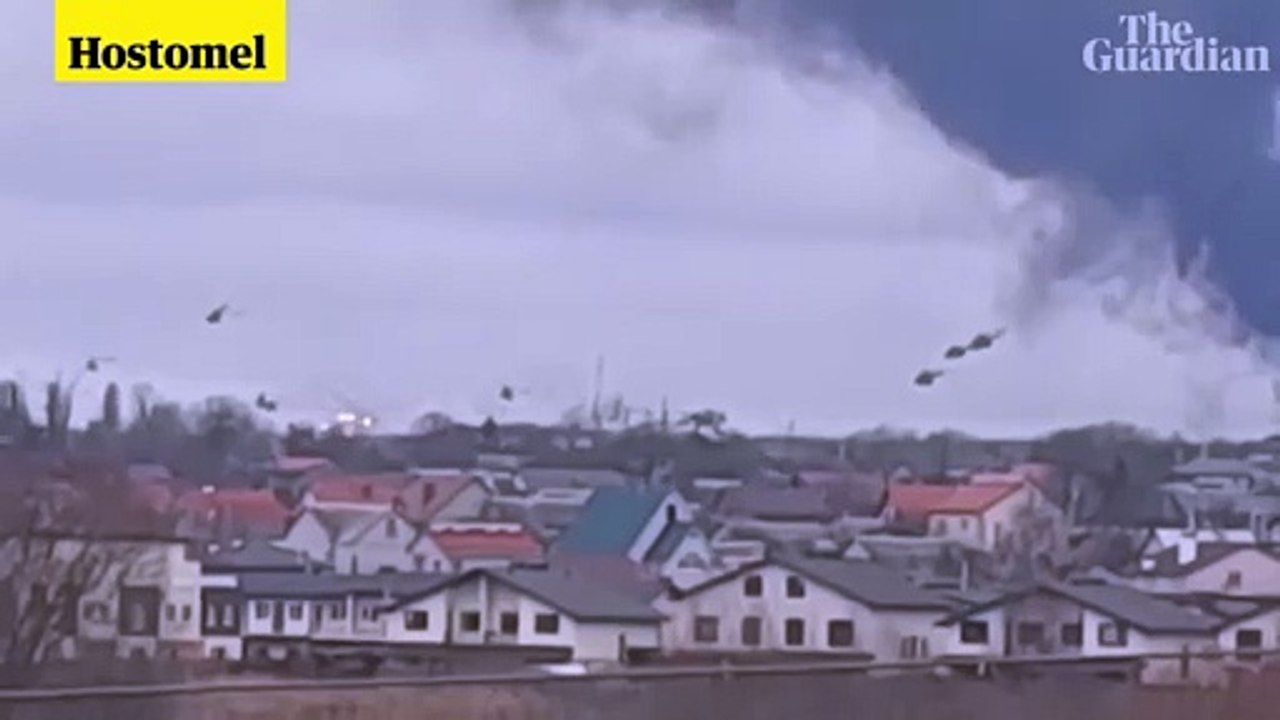 Footage shows Russian helicopters engaging with forces in Ukraine