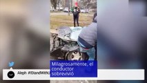 Hombre sobrevive después de que un tanque ruso pasó 'ida y vuelta' sobre su auto