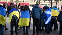 Ukrainians gather in George Square, Glasgow