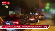 İstanbul'da akaryakıt zammına dakikalar kala istasyona akın ettiler, trafik kilitlendi