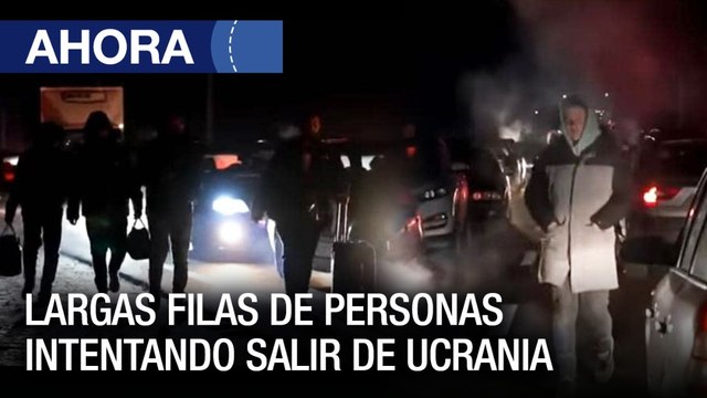 Largas filas de personas intentando salir de #Ucrania - #25Feb - Ahora