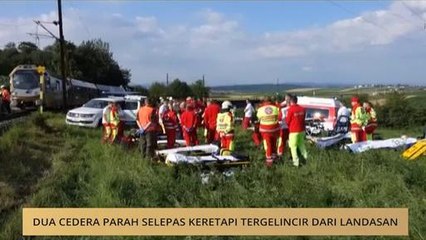 Dua cedera parah selepas keretapi tergelincir dari landasan