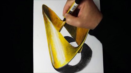 Gold Strip- 3D Optical Illusion Drawing by Vamos