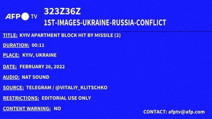 Bloque de apartamentos de Kiev alcanzado por un misil