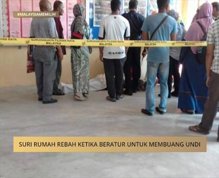 Suri rumah rebah ketika beratur untuk membuang undi