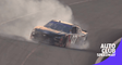 Cole Custer celebrates with victory burnout at Fontana
