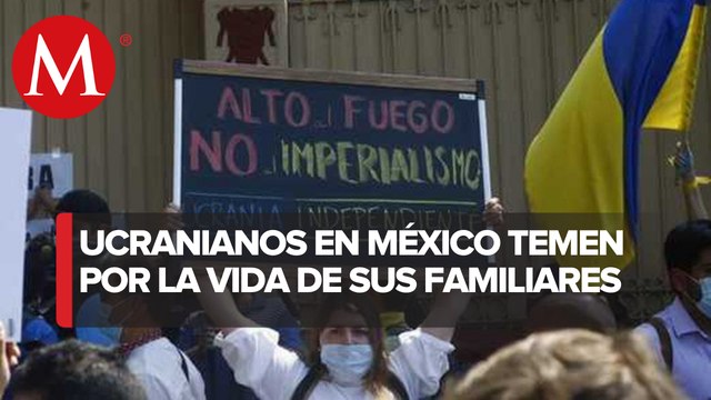 Por tercer día, ucranianos protestan frente a embajada de Rusia en CdMx tras invasión
