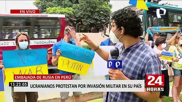 Ucranianos en Perú protestan por invasión militar a su país