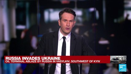 Town near Ukraine's Kyiv hit by missiles, oil terminal on fire