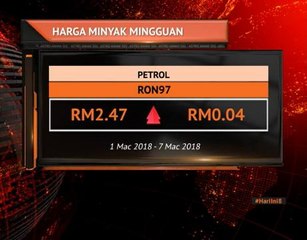 Harga minyak mingguan 1 - 7 Mac 2018