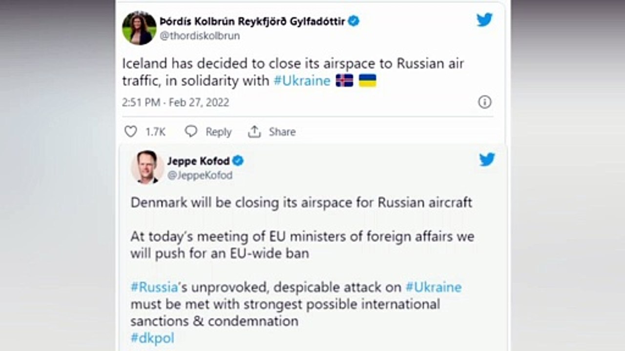 More countries have imposed airspace sanctions on Russian flights