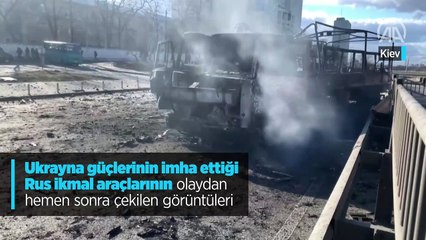 İmha edilen Rus askeri ikmal araçları