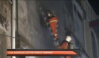 Stor barangan elektrik hangus terbakar
