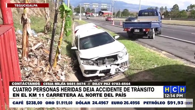 Cuatro personas lesionadas en un aparatoso accidente vial en la carretera del norte