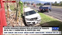 Cuatro personas lesionadas en un aparatoso accidente vial en la carretera del norte