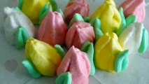 【かわいいメレンゲクッキー】花9チューリップの作り方【Cute Meringue Cook】How to pipe  tulip-meringue cookies.